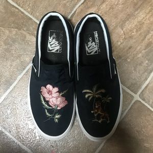 Vans Shoes - Women’s Black Satin Embroidered Vans Vans Shoes - Women’s Black Satin Embroidered Vans
